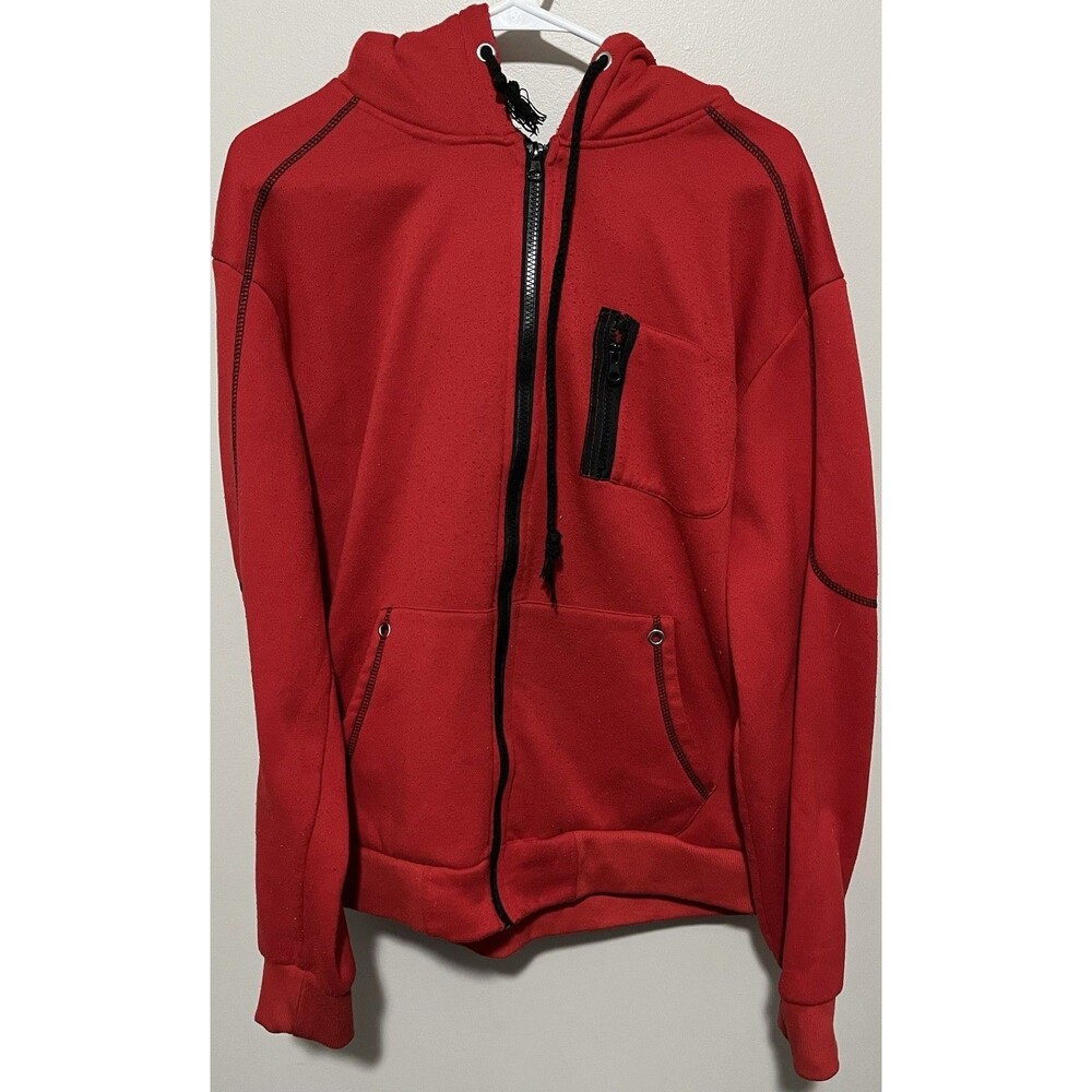 Men’s Full Zip Hoodie Jacket Red Size L